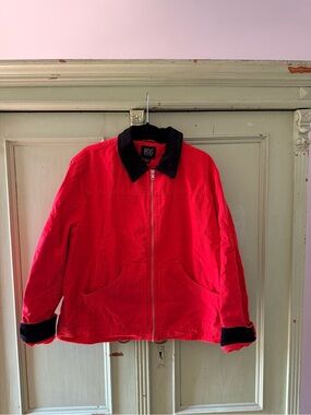 BDG Red Corduroy Jacket with Black Collar